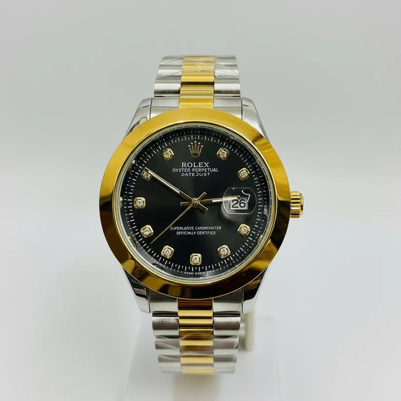 Rolex Dual Tone Bracelet With Gold Dial