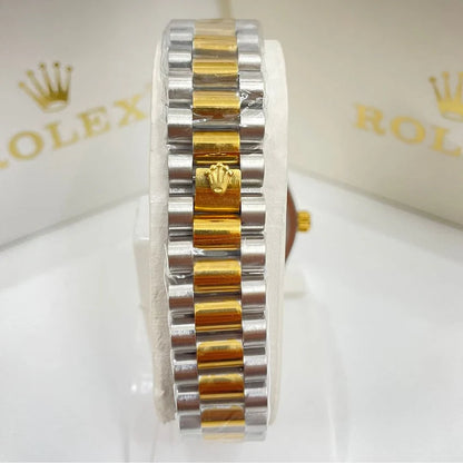Rolex Dual Tone Bracelet With Gold Dial