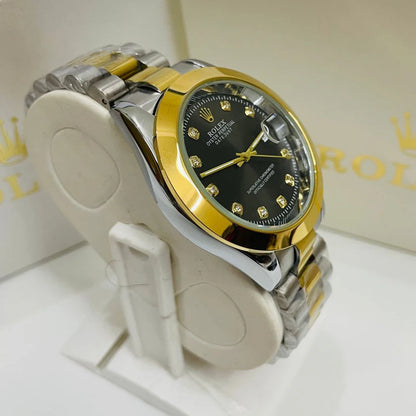 Rolex Dual Tone Bracelet With Gold Dial