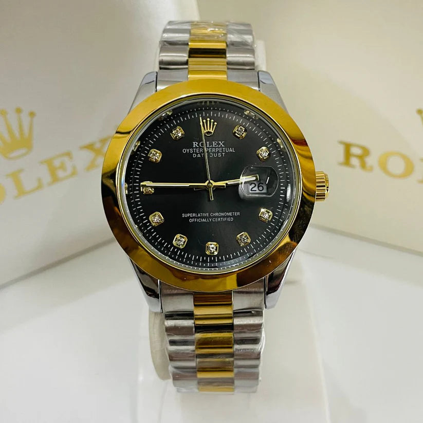 Rolex Dual Tone Bracelet With Gold Dial